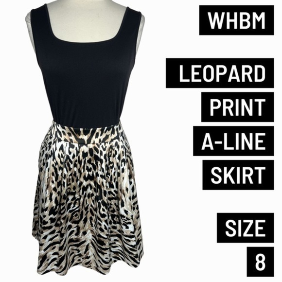 WHBM leopard print a line fit and flare skirt size 8 - Picture 1 of 9